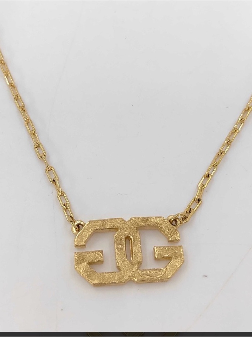Givenchy Gold Double G Textured Pendant Necklace